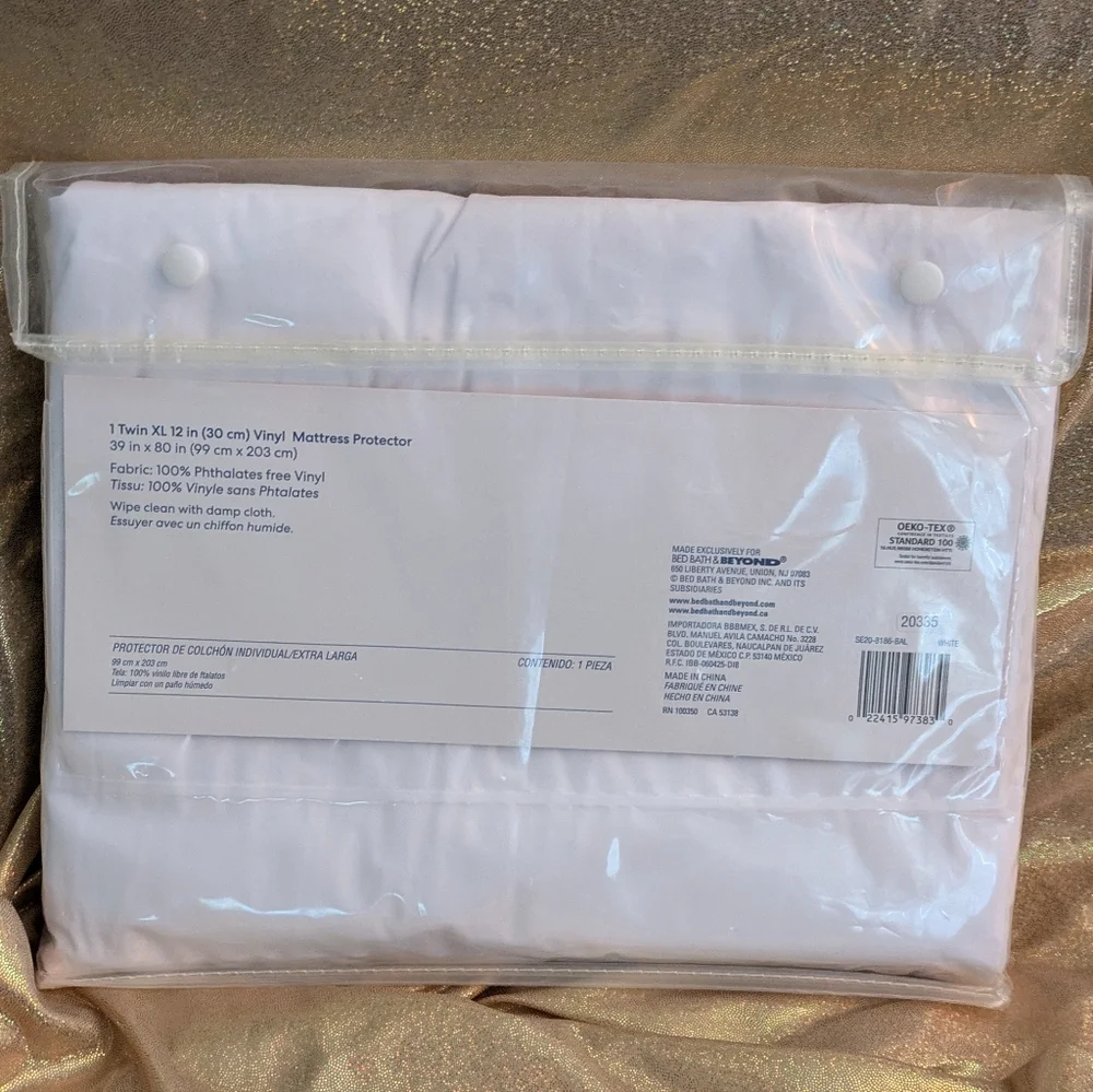 White Vinyl Mattress Protector - Twin XL, By Simply Essential